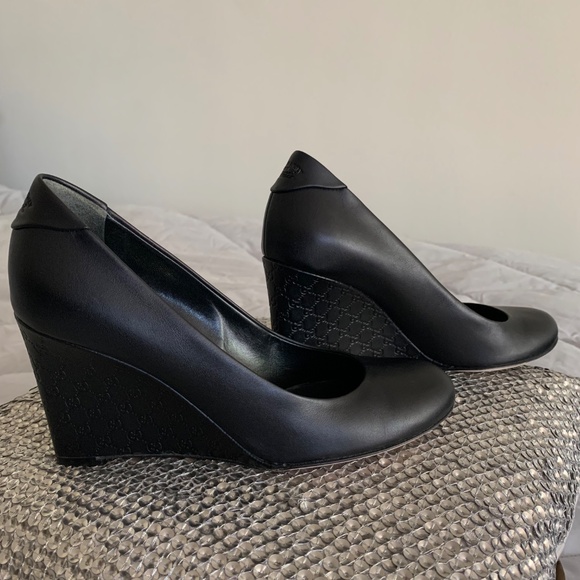 Gucci Wedge shoes in black leather in size 37 - Picture 8 of 12